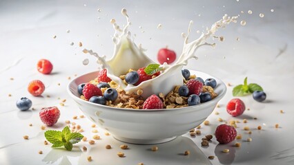 Healthy Granola Breakfast Bowl Splash Photography