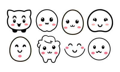 Cartoon face cat icon set vector