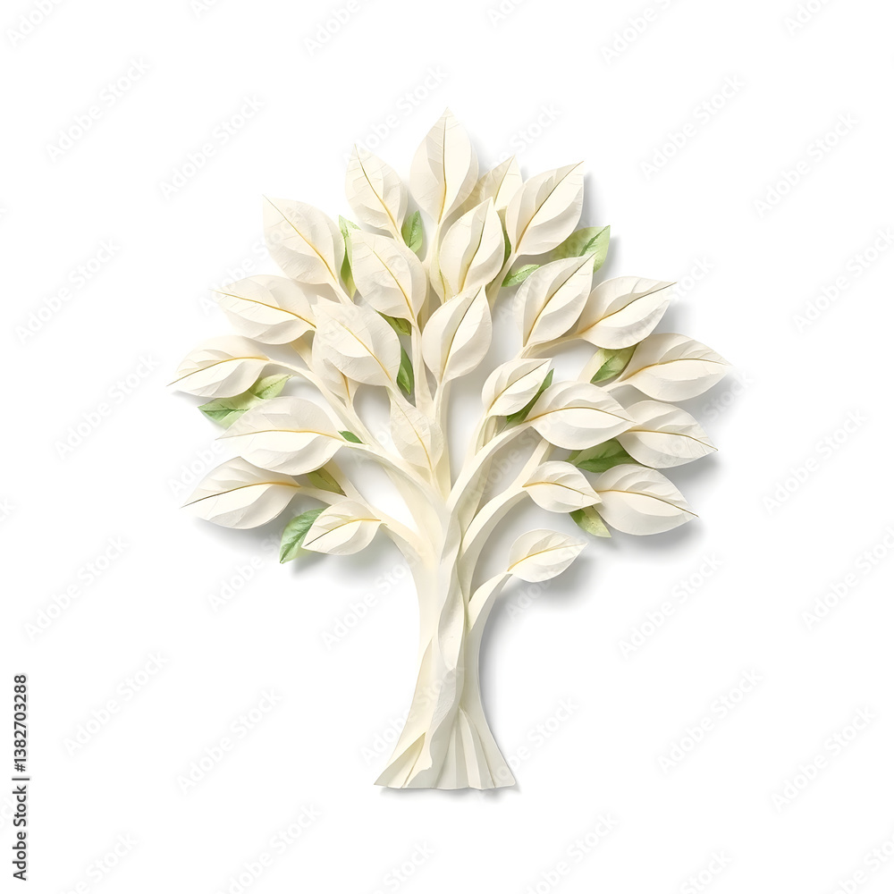 Fototapete a digital illustration of a tree of life symbol, a root within a circle, rendered in layered paper c