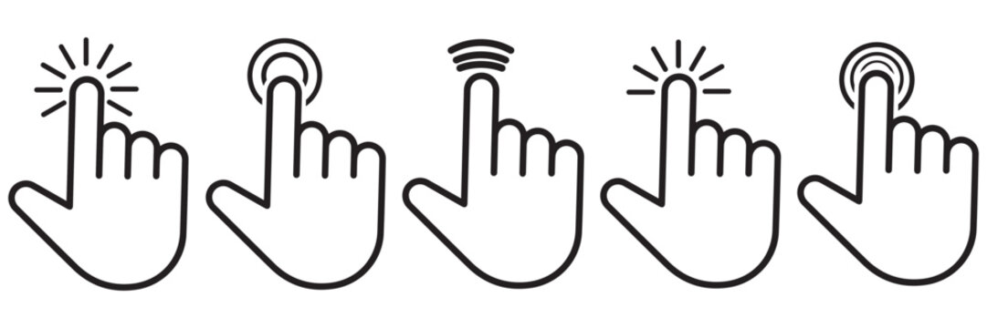 Hand click icon set illustration. pointer sign and 
 hand symbol of vector illustration 
