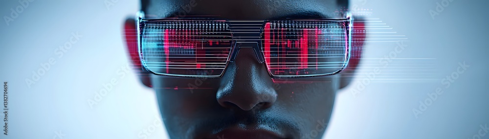 Aufkleber abstract high-tech fusion, reality and digital interfaces merging in a seamless artistic composition