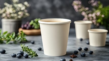 White paper cup for hot beverages. 