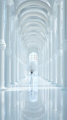 White Marble Columns Hallway Interior Architecture