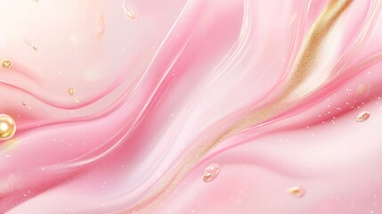 Abstract Pink and Gold Liquid Swirls