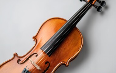 Fototapeta premium Amber Violin on Gray Background