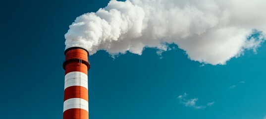Industrial Chimney Emitting a Plume Of Smoke Into Clear Skies . Concepts Environment Pollution