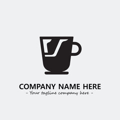 Cup illustration black and white for logo company vector image

