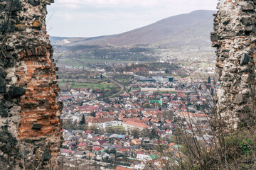 Fototapeta premium View of the city of Chust - Khust, Ukraine