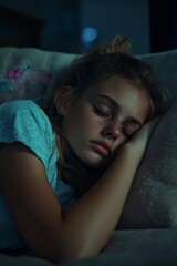 In a living room, a Caucasian woman with chronic depression is seen feeling sad and desperate, struggling to manage her mental health disease