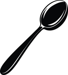 spoon black and white silhouette vector design