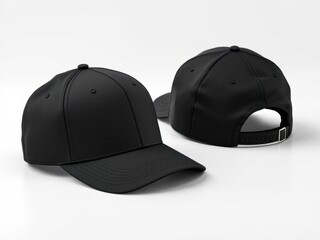 Black baseball cap in four different angles views. Mock up.
