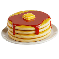 3D icon of Pancake. Designed in a vibrant and appetizing style, perfect for illustrating fast food and food branding. Isolated on a transparent background for easy use in designs and promotions.