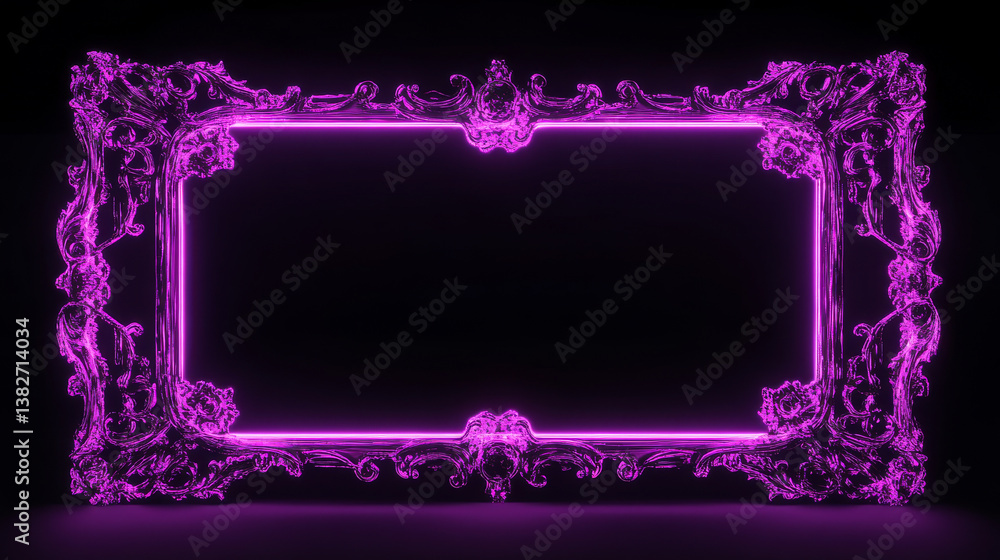 Poster purple classic frames set isolated on black background. vector realistic illustration of blank recta