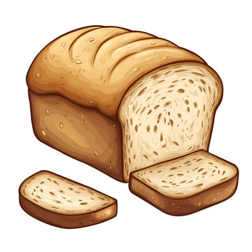 recommend clip art: Loaf of Bread with Slices Illustration Freshly Baked Goodness, Food and Drinks Concept