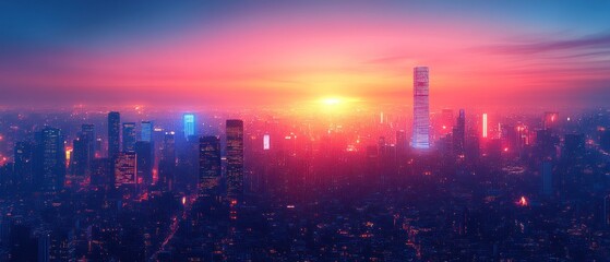 Shanghai Skyline at Sunset: A Vibrant Panorama of Urban Majesty