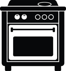 Obraz premium oven black and white silhouette vector design