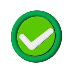 Checkmark tick 3d icon Symbol for Approval, Success, Right and Positive Indication on transparent...