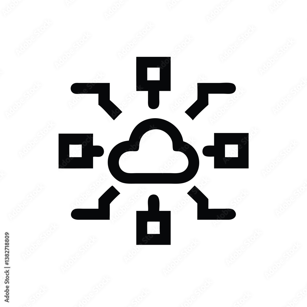 Poster cloud computing network icon, showing data connections