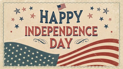 Vintage Independence Day Postcard Design