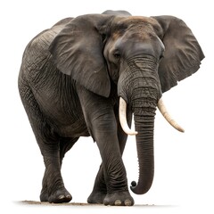 Fototapeta premium A full-body shot of an elephant standing against a plain white background.
