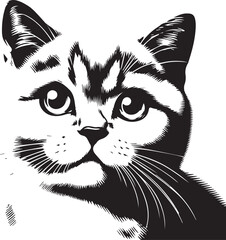 Elegant British Shorthair Cat Vector – Black and White Design