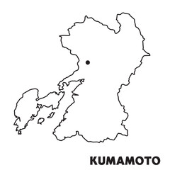 日本の静岡県単独の地図イラスト　都道府県別の白地図線画　県庁所在地