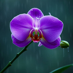 purple orchid on a blue background