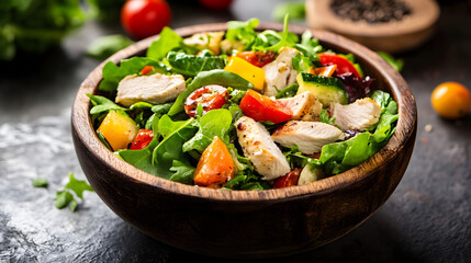 Fresh salad with grilled chicken