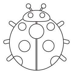 てんとう虫のシンプルな白黒線画イラスト。塗り絵