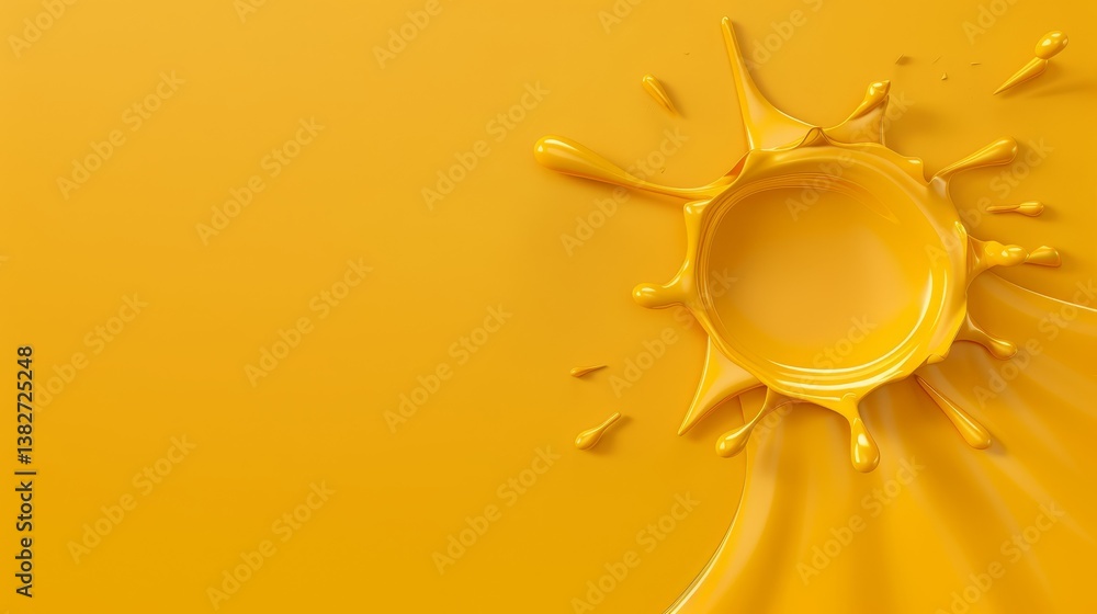 Aufkleber dynamic splash of vibrant yellow liquid exploding on a bright yellow background, captivating display