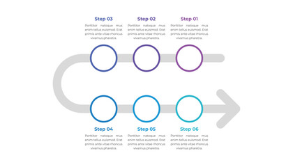 Circle Arrow Infographic Template Design with 6 Steps