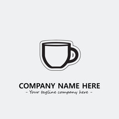 Cup illustration black and white for logo company vector image
