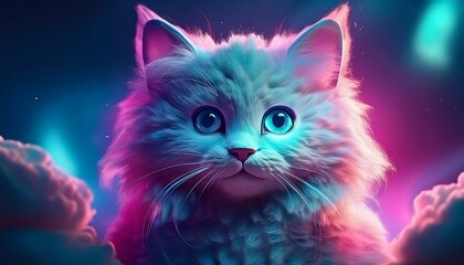 baby cat with blue eyes and red ribbon