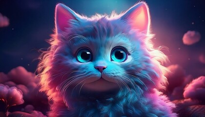 baby cat with blue eyes and red ribbon