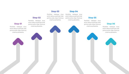 Arrow Infographic Template Design with 6 Steps
