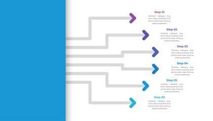 Modern Arrow Infographic Template Design with 6 Steps