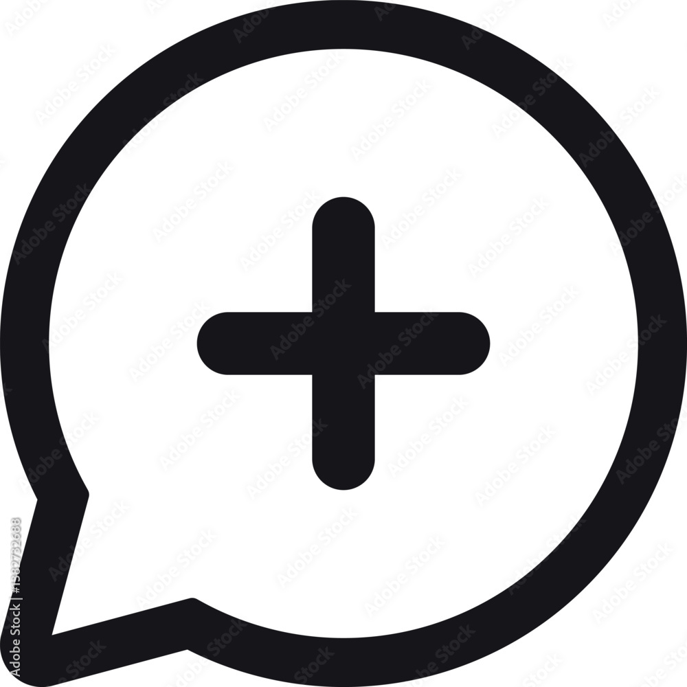 Poster speech bubble with plus icon . add speech bubble icon . add create message icon vector