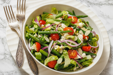 Green Bean Tomato Romaine lettuce Cheese Salad
