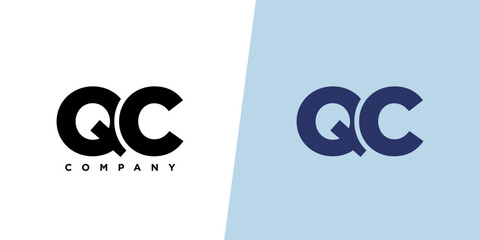 Letter Q and C, QC logo design template. Minimal monogram initial based logotype.