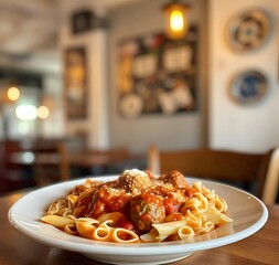 Penne with meatballs 