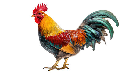 Fototapeta premium Colorful rooster in farmyard a stunning wildlife photography capture