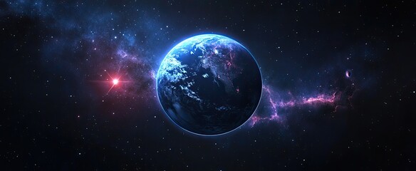 Obraz premium Planet Earth in Cosmic Nebula