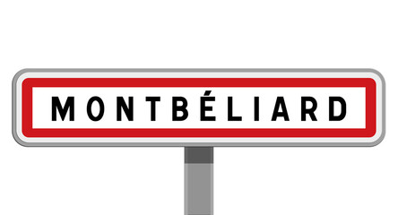 Panneau sur poteau central de Montbéliard, Doubs, Bourgogne-Franche-Comté