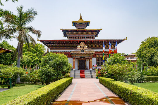 Royal bhutan monastery bhutanese temple near mahabodhi temple in bodh gaya, bihar state of India