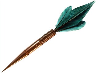 Dart with teal feathers
