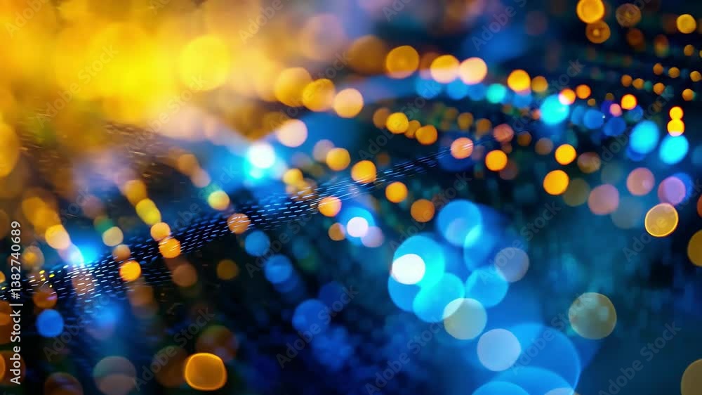 Poster colorful lights scatter and illuminate a dark surface, creating an abstract effect that evokes the f
