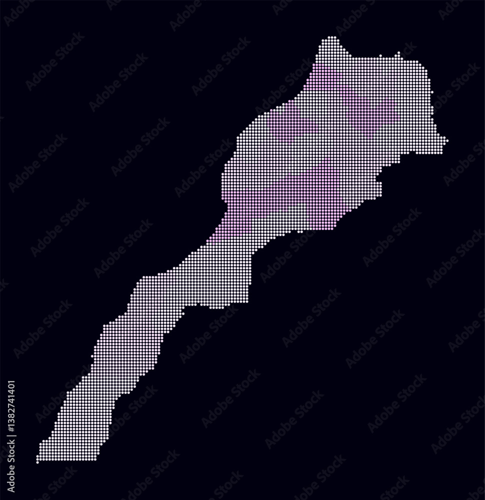 Poster morocco dotted map. digital style map of the country on dark background. morocco shape with circle d