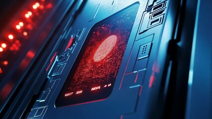 Futuristic device scanning fingerprints for identity verification, enhancing security in a cutting edge cyber security operation while ensuring data protection and access control