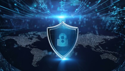 blue shield on a dark background