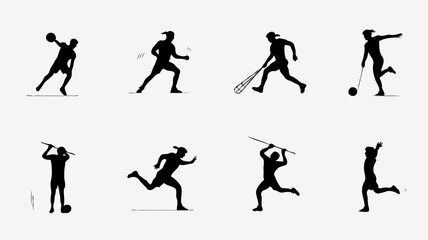 Dynamic Athletic Silhouette in Action: Sportsman & Sportswoman Compete in Outdoor Arena for Fitness & Endurance